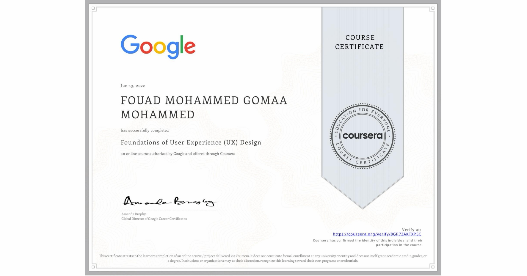 Google UX Design Certificate